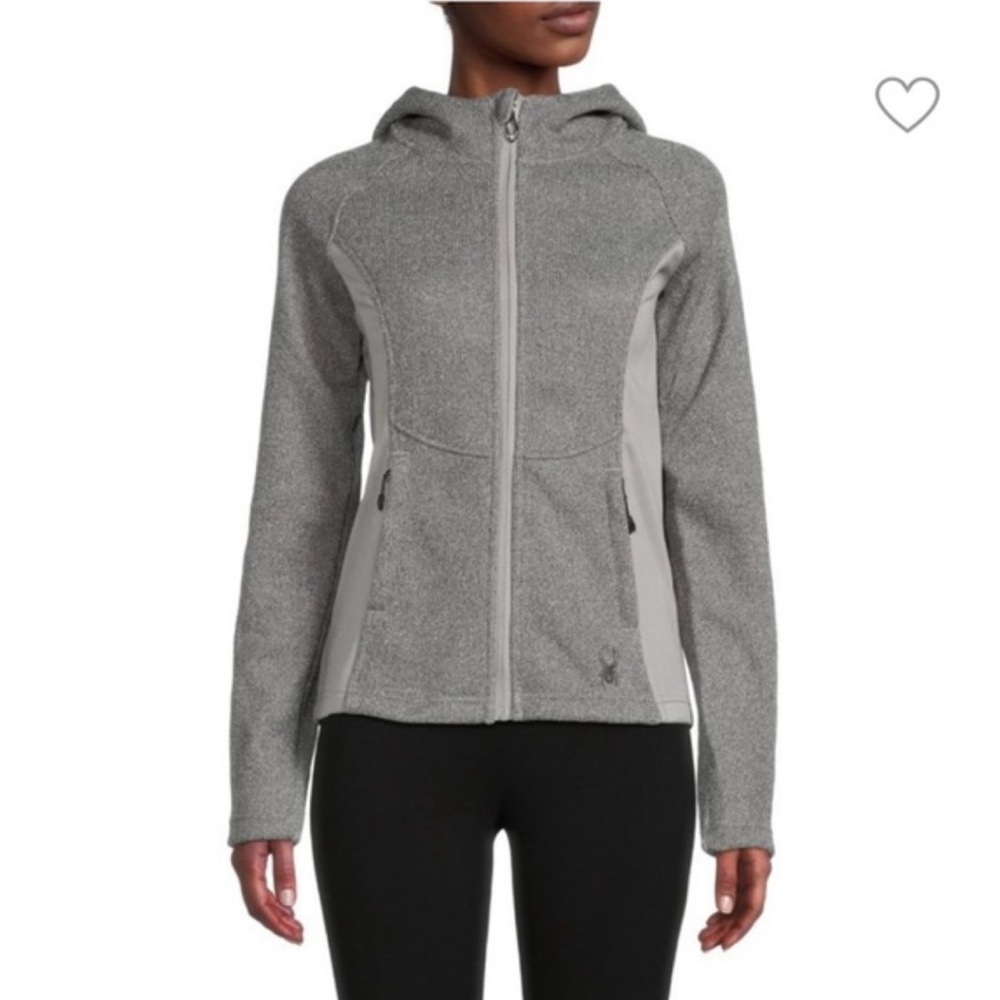 NWT, Spyder Constant Two Tone Gray Full Zip Sweater Fleece Hoodie Jacket, Size L